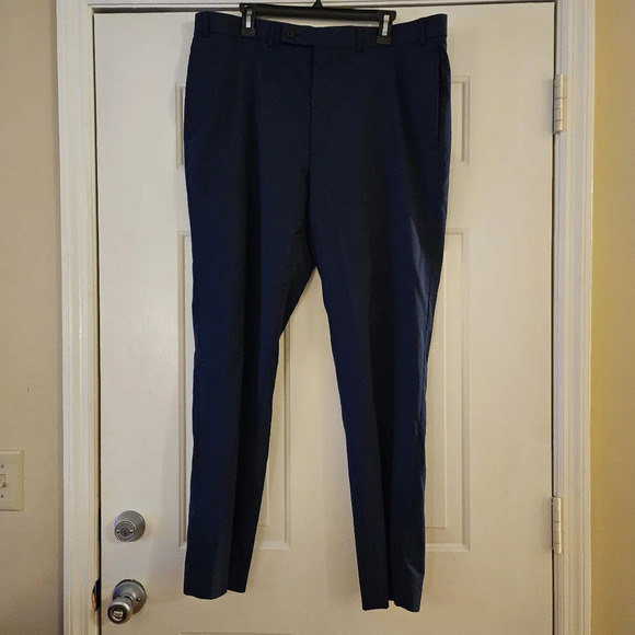 Claiborne Mens Flat Front Wool Blend Navy Blue Dress Pants. 38x22 - Picture 1 of 8